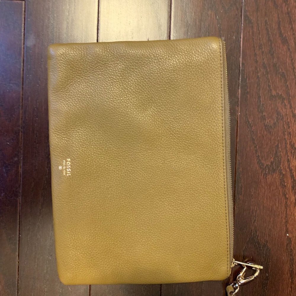 Fossil sage green clutch